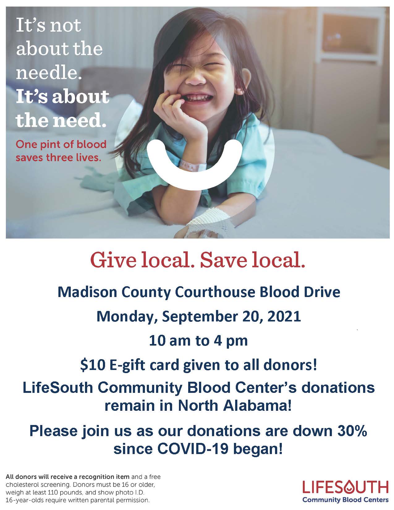 September 20 Blood Drive Flyer