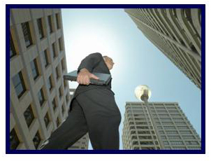 businessman with buildings